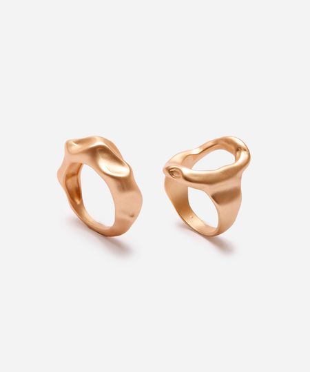 kit de 2 anéis orgânicos dourado UNICO