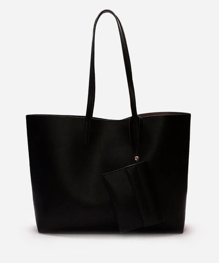 bolsa shopper feminina com carteira preta UNICO