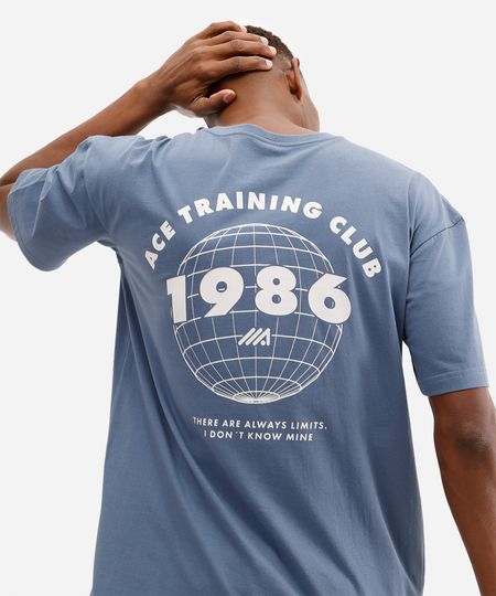 camiseta oversized masculina ace training club azul P camiseta oversized masculina ace training club azul P