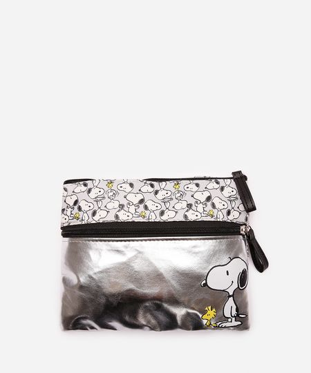 necessaire metalizada snoopy prateada UNICO