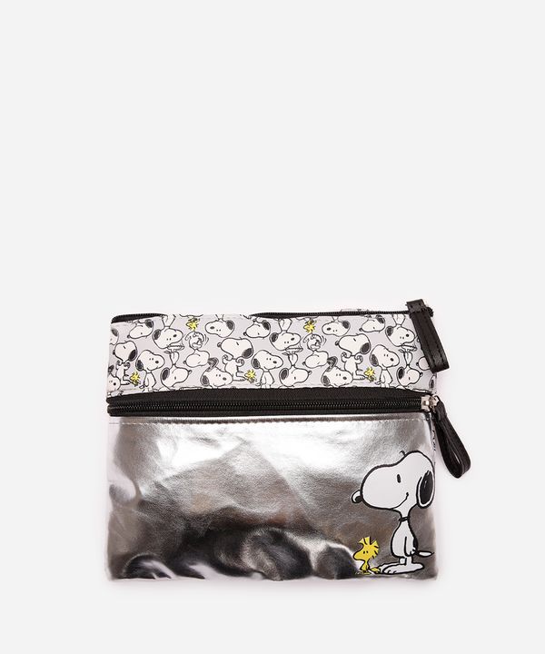 necessaire metalizada snoopy prateada UNICO