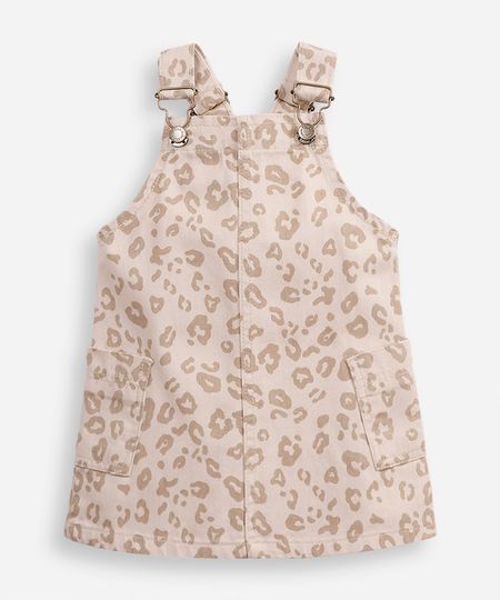 salopete de sarja infantil animal print bege 2 salopete de sarja infantil animal print bege 2