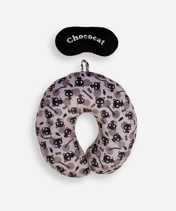 kit apoio de pescoço chococat com máscara cinza UNICO