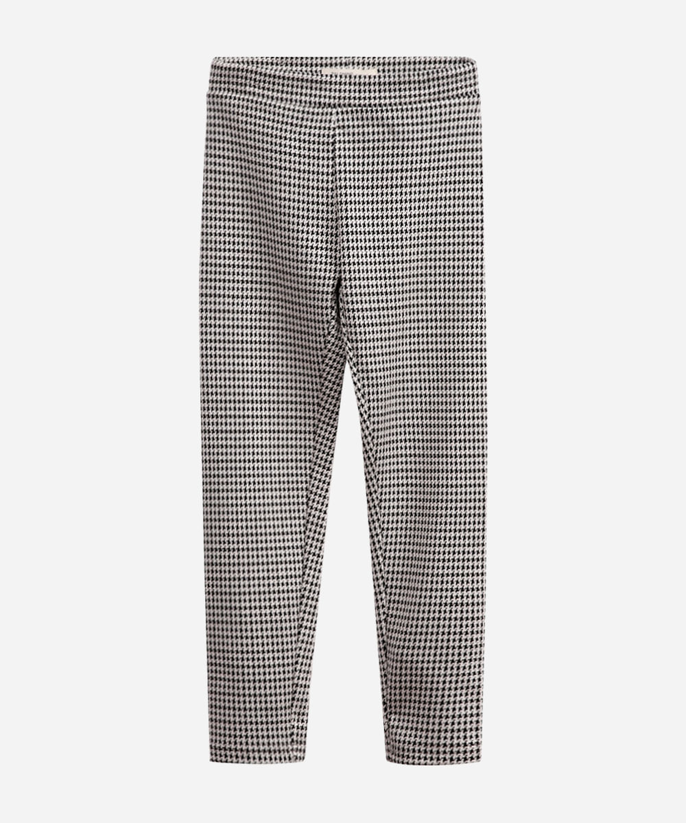 calça legging infantil pied de poule off white