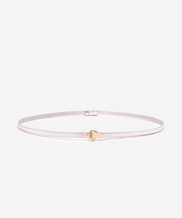 cinto skinny fivela redonda bff prateado 85CM
