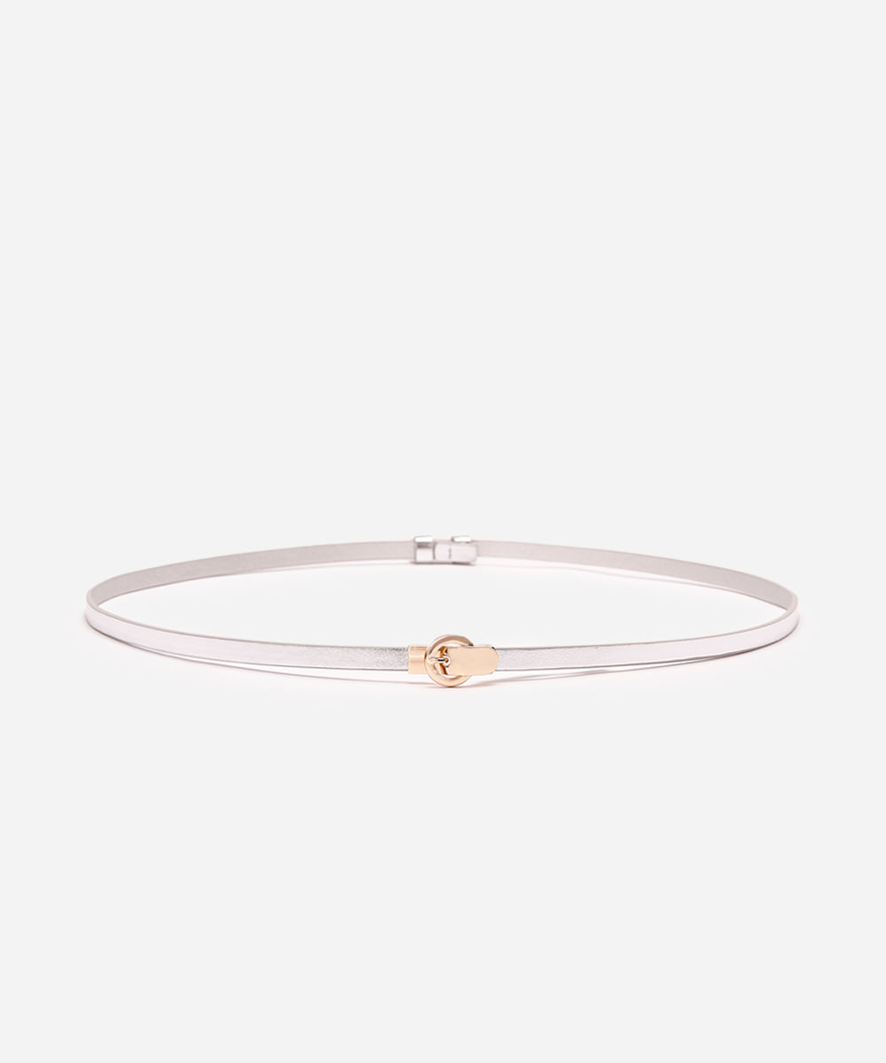 cinto skinny fivela redonda bff prateado