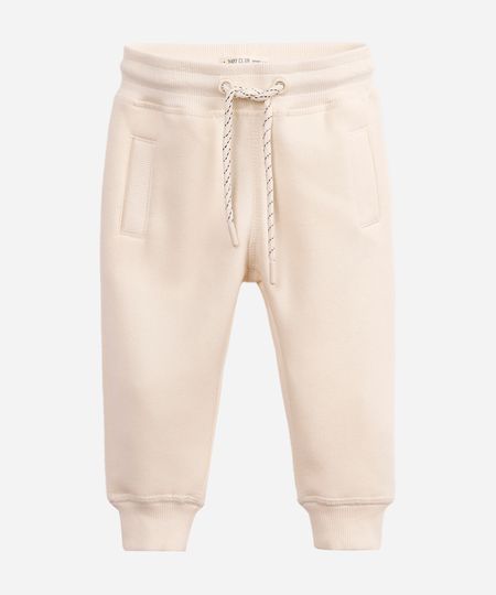 calça de moletom infantil com cordão bege 3