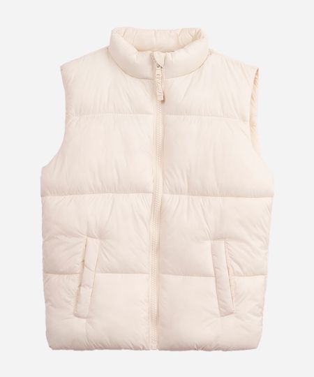 colete puffer infantil alongado bege 6