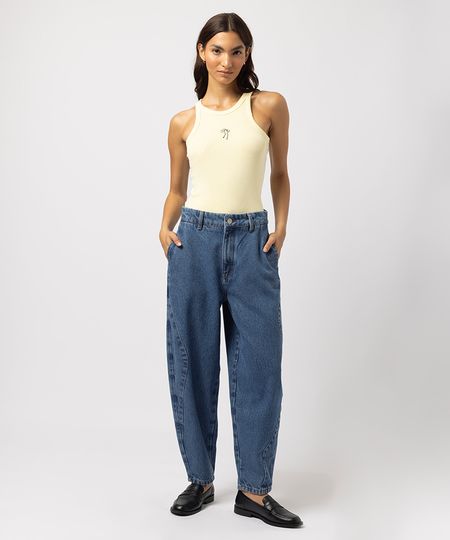 calça barrel feminina jeans com recorte mindset lo de lui azul 34 calça barrel feminina jeans com recorte mindset lo de lui azul 34