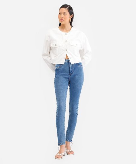 calça cigarrete feminina jeans sawary azul 36