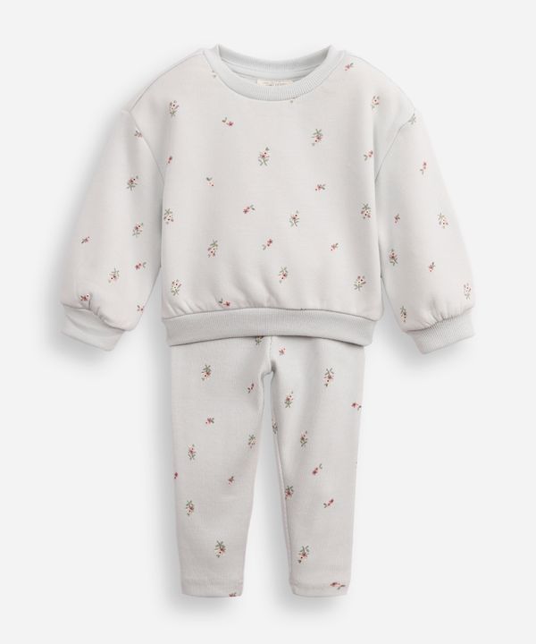 conjunto infantil longo de moletom floral azul 4