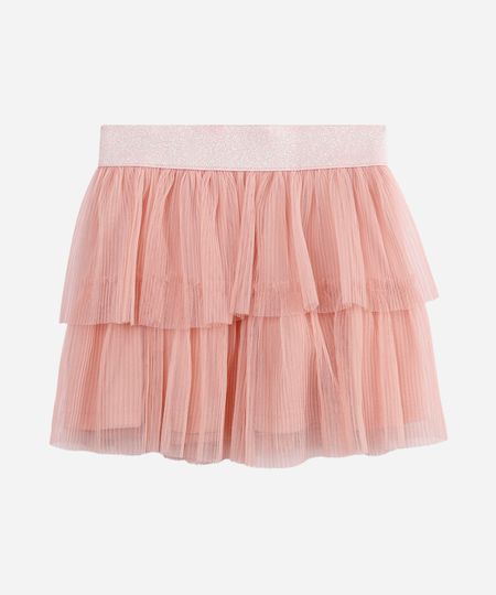 saia curta infantil de tule rosa 2