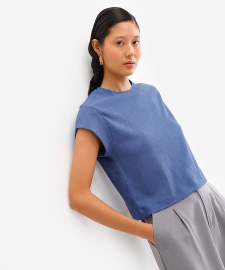 blusa muscle tee texturizada azul GG