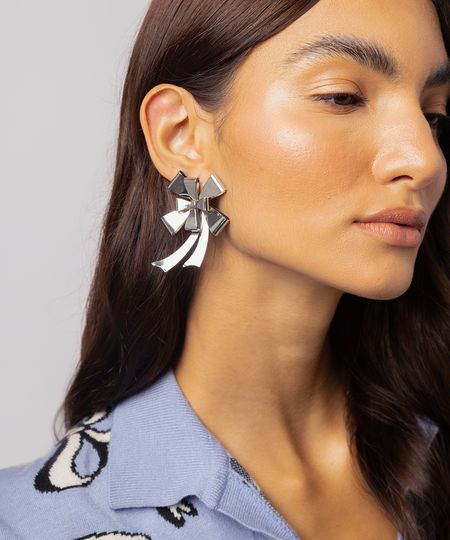 brinco feminino laço mindset lo de lui prateado UNICO brinco feminino laço mindset lo de lui prateado UNICO