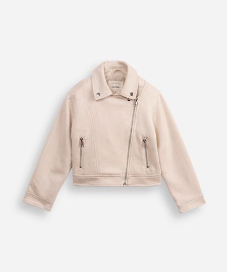 jaqueta infantil de suede bege 4