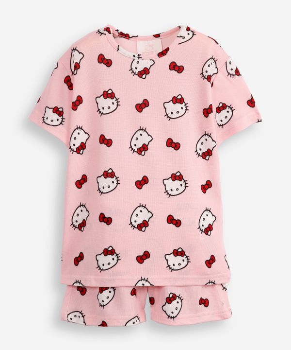 pijama curto infantil hello kitty rosa 10