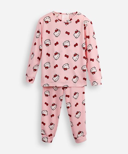 pijama longo infantil hello kitty rosa 2