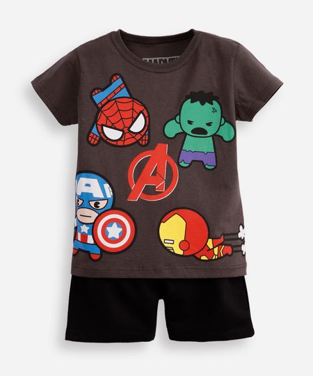conjunto infantil curto os vingadores cinza 1