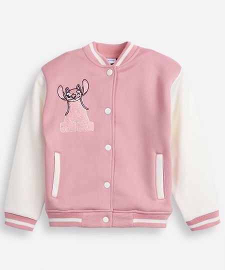 jaqueta bomber infantil de moletom angel rosa 4