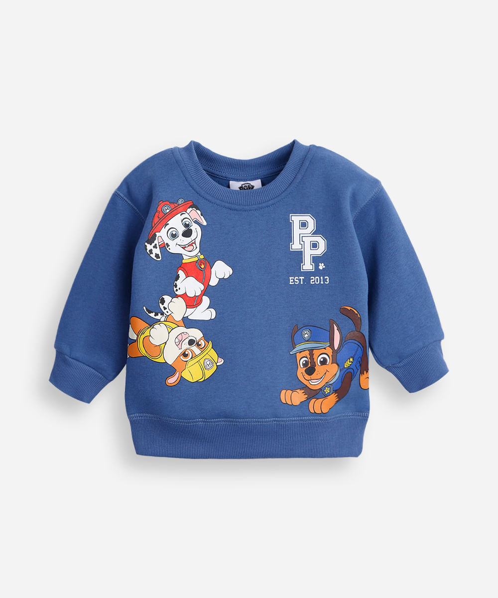 blusão de moletom infantil patrulha canina azul