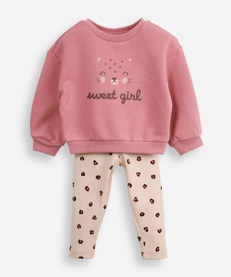 conjunto infantil longo de moletom animal print rosa 4 conjunto infantil longo de moletom animal print rosa 4