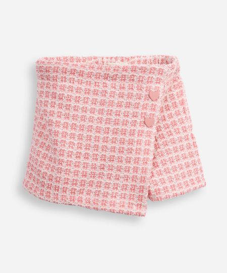 short saia infantil de tweed texturizado rosa 6 short saia infantil de tweed texturizado rosa 6