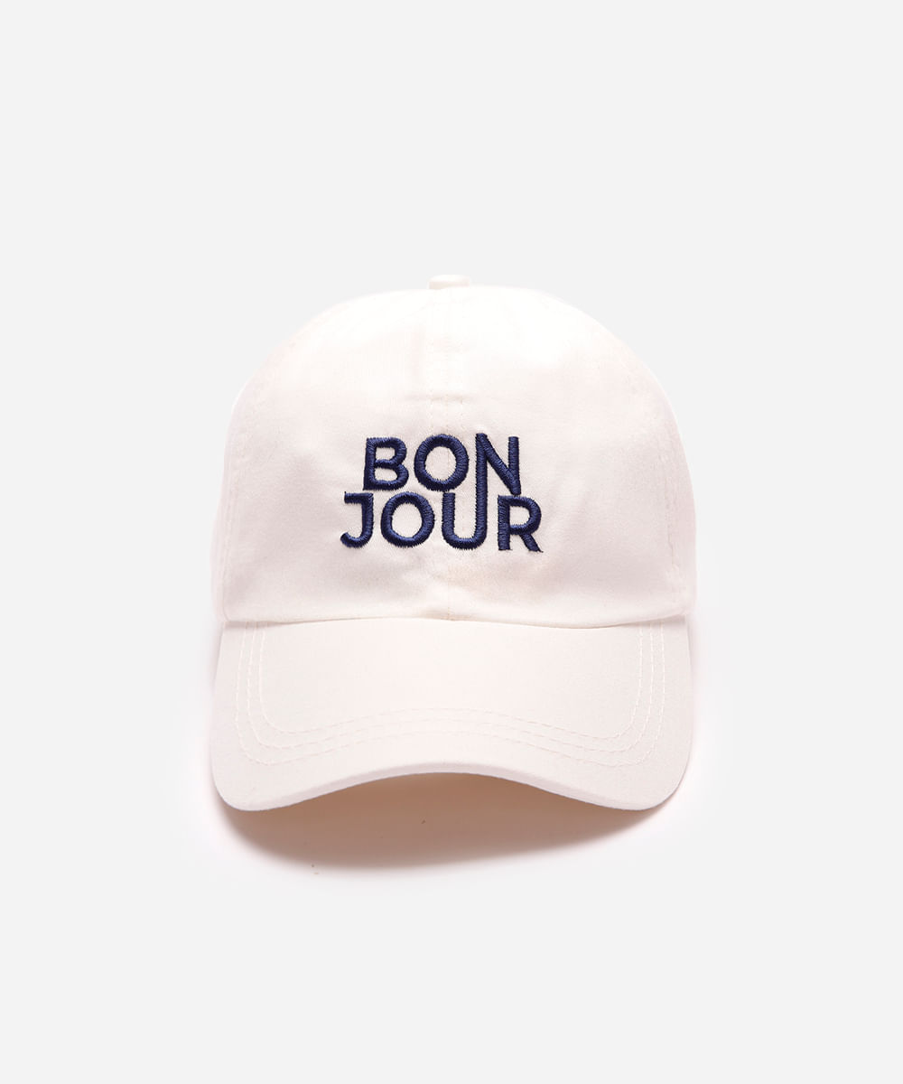 boné de sarja aba curva bonjour branco