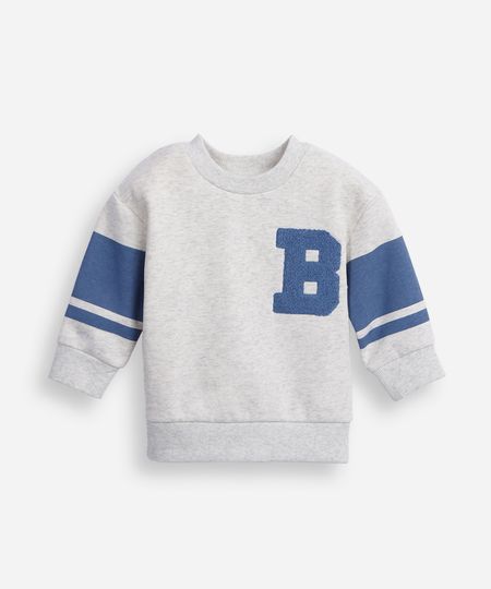 blusão de moletom infantil listrado cinza 1
