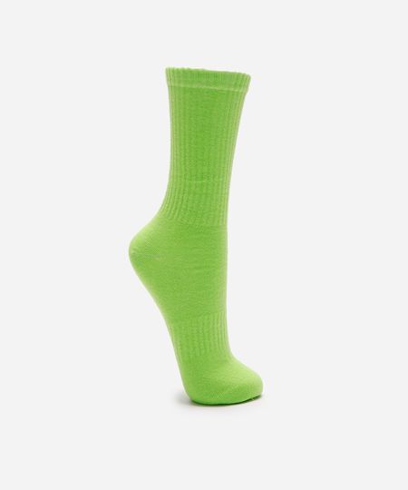 meia cano longo canelada verde 41-43