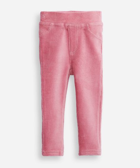 calça legging infantil de veludo texturizada rosa 2