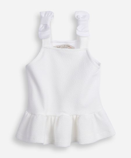 regata peplum infantil lacinho na alça texturizada off white 3 regata peplum infantil lacinho na alça texturizada off white 3