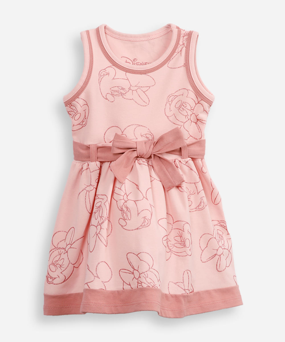 vestido de algodão infantil minnie rosa