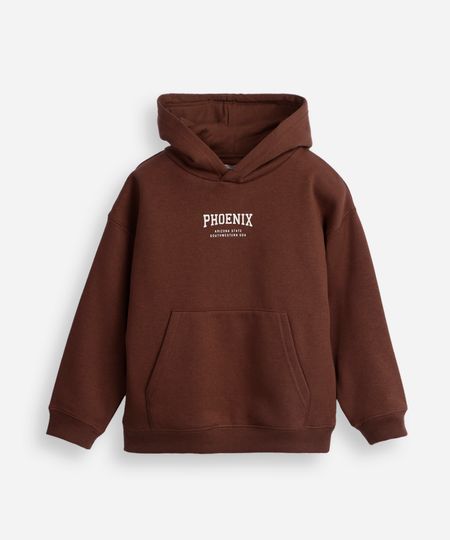 blusão oversized de moletom infantil com capuz phoenix marrom 6