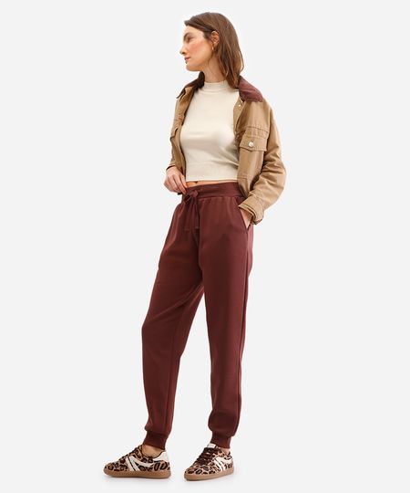 calça de moletom jogger com felpa - marrom GG calça de moletom jogger com felpa - marrom GG