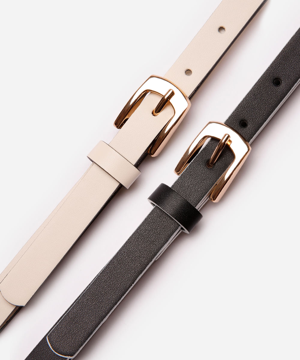 kit de 2 cintos femininos fivela quadrado colorido