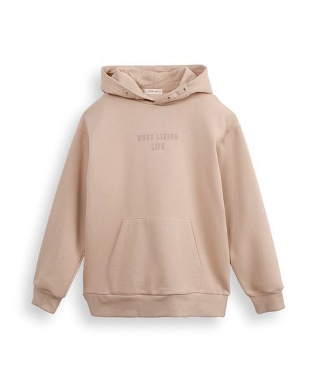 blusão juvenil de moletom com capuz busy living live bege 10 blusão juvenil de moletom com capuz busy living live bege 10