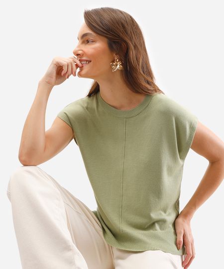 blusa feminina de tricot muscle tee verde G