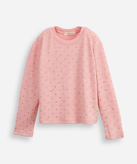 suéter de tricot infantil com strass rosa 12