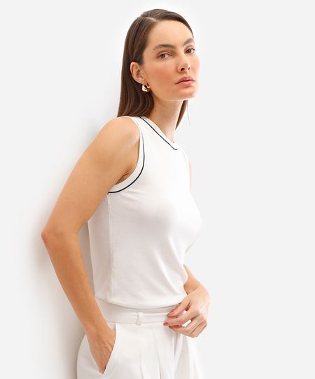 regata feminina de tricot off white PP regata feminina de tricot off white PP