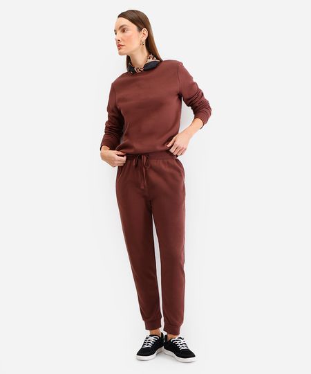 calça de moletom jogger básica marrom PP