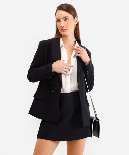 short saia feminino de alfaiataria - preto 38 short saia feminino de alfaiataria - preto 38