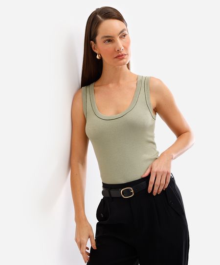 regata feminina de tricot verde PP