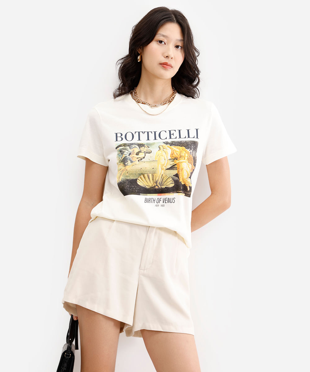 camiseta feminina de algodão botticelli off white
