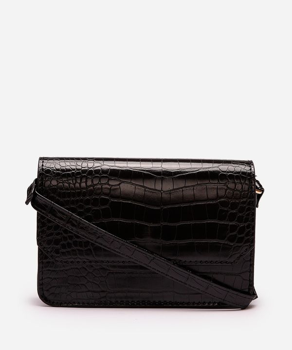 bolsa transversal feminina croco preta UNICO