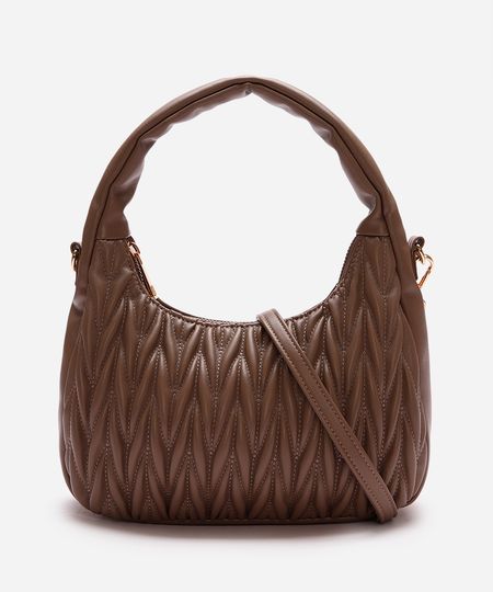 bolsa baguete matelassê com alça removível marrom UNICO