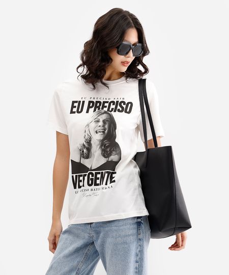 camiseta feminina de algodão nazaré tedesco off white P