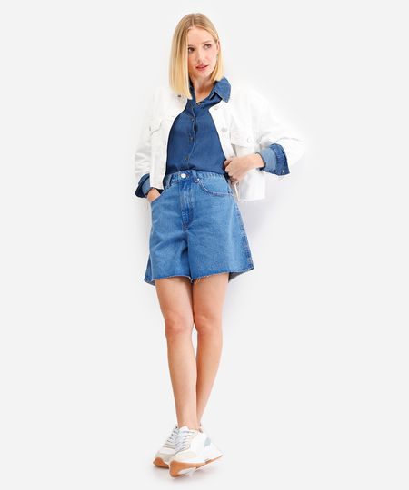 short feminino jeans barra a fio azul 40 short feminino jeans barra a fio azul 40
