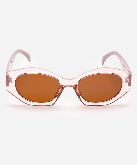 óculos de sol oval bege UNICO