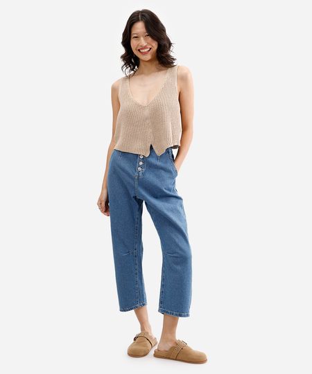 calça barrel feminina jeans cintura alta azul 36 calça barrel feminina jeans cintura alta azul 36