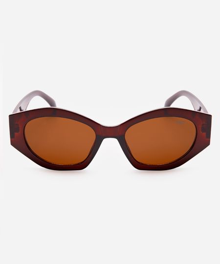 óculos de sol oval marrom UNICO